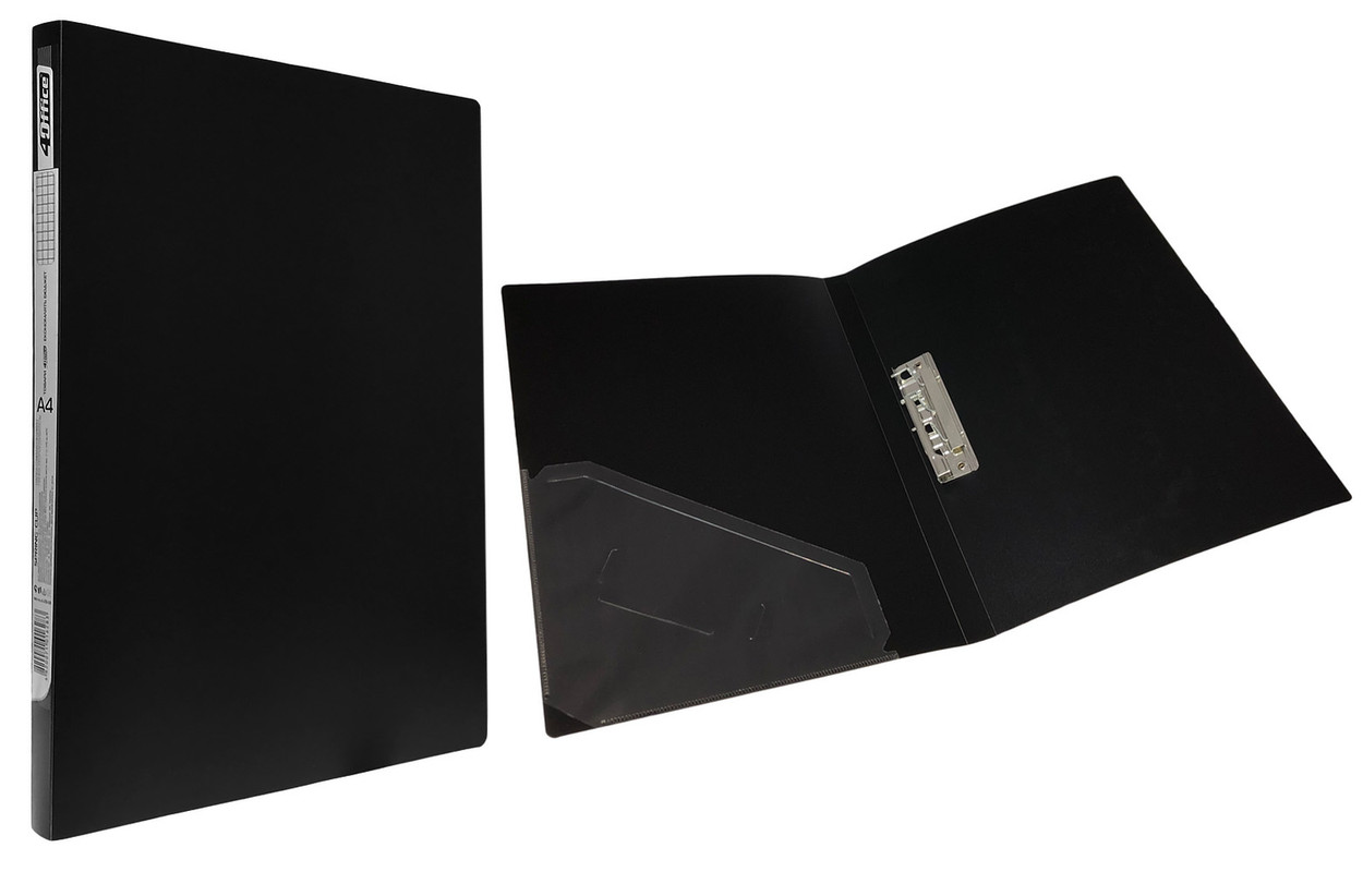 Папка з притиском 4OFFICE (4-221-09), 500 мкм, A4, 180 аркушів, чорна